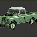 Vintage Green Pickup Truck With White Roof Spare Tire Round Headlights And Open Bed