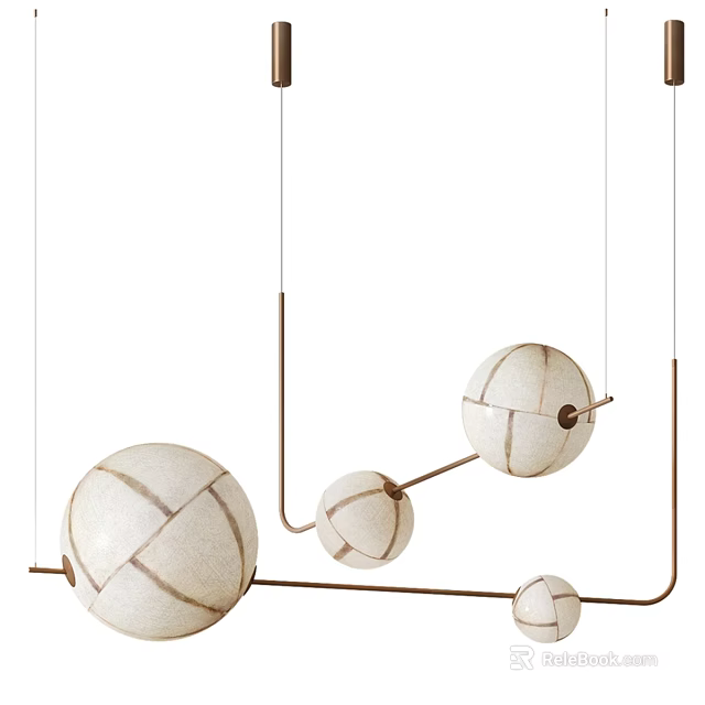 Children's Bed With White Spherical Decor And Metal Frame Design 3d model 