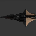 Futuristic Metallic Spaceship Design With Sharp Edges Detailed Structure And Aerodynamic Shape