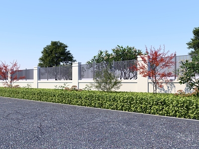 Fence Landscape Community Wall Landscape Garden Community Garden Trees Flower Trees Plants 3d model