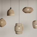 Rattan chandelier combination 3d model