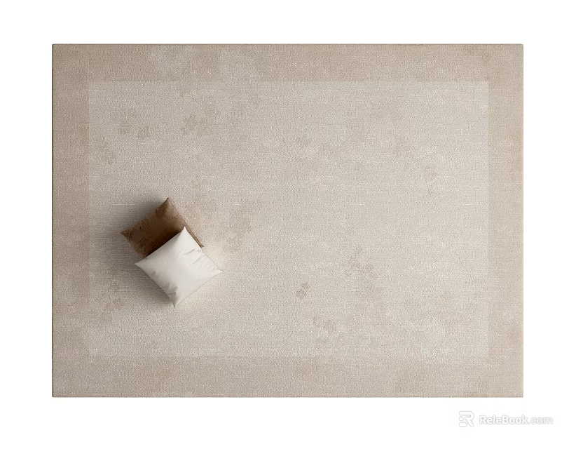 Beige Square Rug With Subtle Patterns For Modern Living Room Decor 3d model