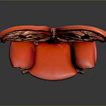 Red Butterfly Shaped Chair With Ornate Carved Wings And Wooden Legs Luxurious Unique Furniture Design