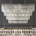 Elegant Crystal Chandelier With Multi Layered Hanging Elements Illuminating Modern Interior 3d model