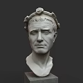 Dark Wall Featuring Classical Plaster Bust With Laurel Wreath On Square Base