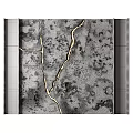 Black Textured Background Wall With Golden Cracks And Framed Edges 3d model