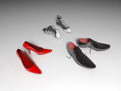 Modern Shoes High Heels Leather Shoes Canvas Shoes 3d model Modern Shoes High Heels Leather Shoes Canvas Shoes 3d model
