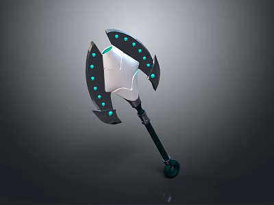 Futuristic Axe Weapon With Silver Blade Blue Accents And Dark Handle Design 3d model