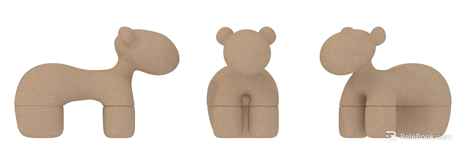 Cute Linen Stuffed Bear Doll With Soft Texture And Adorable Design 3d model