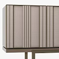 Modern TV Stand With Sleek Linen Panel Doors And Metal Support Legs