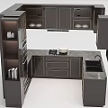 Modern Dark Kitchen Cabinets With Stone Countertop Island Drawers And Open Shelves