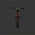 Red And Black Mountain Bike With Large Alloy Wheels And Front Suspension Fork