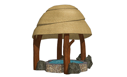 Modern Pavilion Scenic Spot Leisure Pavilion Hot Spring Pool Chair Accessories Home Furnishing 3d model