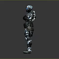 Futuristic Mechanical Armor Character With Blue And Black Full Body Design