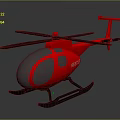 Red Helicopter With Transparent Cockpit Black Propellers And Landing Gear On Dark Background