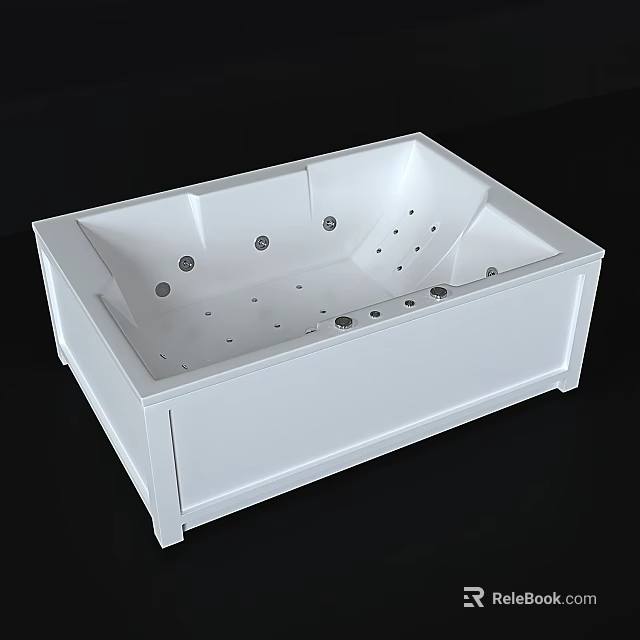 White Modern Whirlpool Bathtub With Multiple Massage Jets And Sleek Design 3d model 