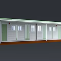 Modular Container Building Row With Green Doors White Walls And Windows 3d model