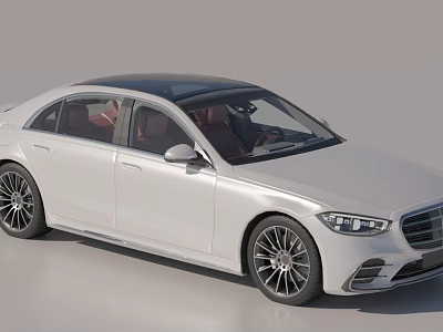 White Luxury Sedan With Dark Roof Red Interior And Silver Wheels 3d model