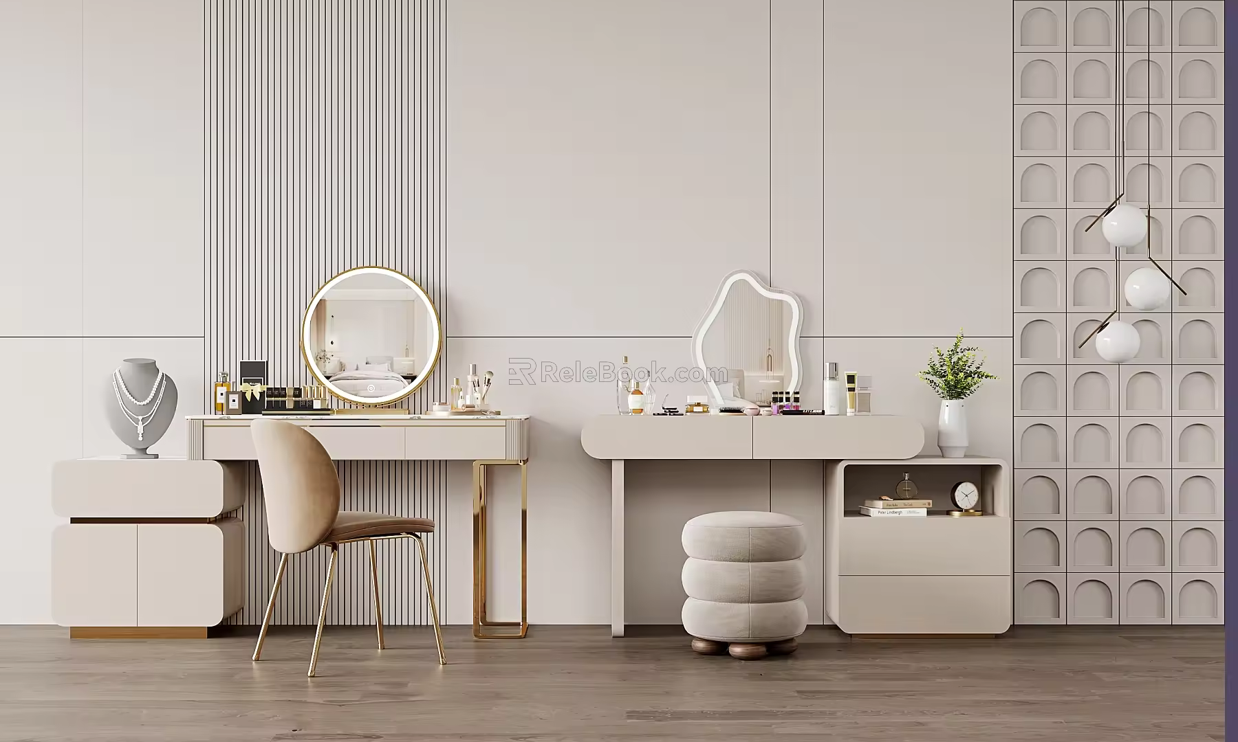 Light Luxury Dressing Table Simple Cream Dressing Table 3d model