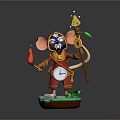 Game Movie Character Mouse In Red Outfit On Green Platform With Cheese Staff And Flame