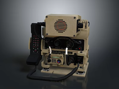 Vintage Headphone Speaker System With Retro Knobs Microphone And Coiled Cable 3d model