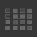 16 Transparent Square Glass Pieces With Various Patterns Arranged In 4 Rows And 4 Columns
