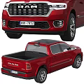 Red RAM Crew Cab Pickup Truck With Alloy Wheels And Tailgate Design