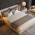 Modern Elegant Bedroom Double Bed with Bedside Tables Table Lamps Sofa and Rug