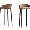 Modern Brown Bar Stools With Black Legs And Gold Accents