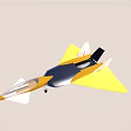 Yellow And Black Fighter Jet With Modern Streamlined Design And Delta Wings