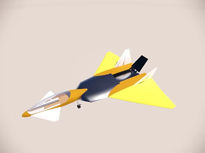 Yellow And Black Fighter Jet With Modern Streamlined Design And Delta Wings 3d model