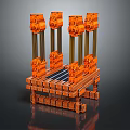 Industrial Mechanical Equipment With Orange Structural Components And Heavy Duty Base Frame