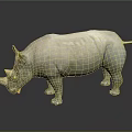 Detailed Rhinoceros Sculpture Display With Dark Background And Reflection