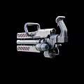 Futuristic Metallic Weapon With Vented Barrel Grip And Mechanical Components 3d model