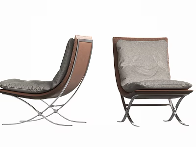 Modern Accent Chair With Leather Fabric Upholstery Metal Frame Comfortable Seat Design 3d model