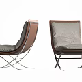 Modern Accent Chair With Leather Fabric Upholstery Metal Frame Comfortable Seat Design