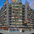 Rural Self Built House Multi Story Building With Balconies Colorful Signs And Ground Floor Shops