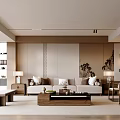 Neutral Tones Living Room Interior Design With Beige Sofa Wooden Coffee Table And Decorative Lamps