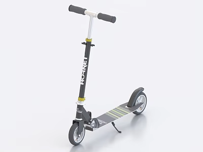 RICH Brand Two Wheeled Scooter With Black And White Design And Handlebars 3d model
