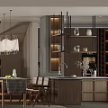 Modern Living and Dining Area Interior With Gray Sofa Wall Artwork and Wooden Dining Table