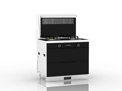 Modern Integrated Kitchen Appliance With White Black Design And Stove Top 3d model