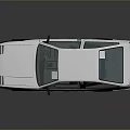 White Classic Two Door Sports Car With Black Stripes And Reflective Surface