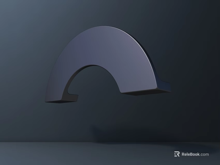 Dark Gray Metallic Arched Sculpture Carving With Floating Design And Shadow 3d model