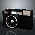 Stylish Black RICOH Digital Camera With Vintage Design And Classic Lens