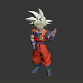 Anime Character With White Spiky Hair Red Outfit Blue Cuffs And Shoes Waving Hand