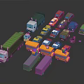 Colorful Toy Cars Collection Including Trucks School Buses And Small Vehicles