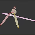 Modern Stainless Steel Cutlery Set with Fork and Knives in Crossed Arrangement on Black Background