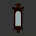 Classic Red Wooden Decorative Cabinet With Mirror Carved Accents And Ornate Feet