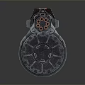 Futuristic Gatling Gun Weapon With Metallic Structure Multiple Barrels And Rotating Mechanism