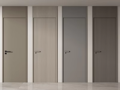 Modern Hinged Doors in Various Colors with Wood Grain and Gray Finishes 3d model